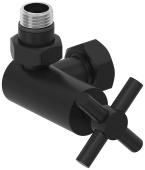 Сунержа Вентиль 3D левый (крест) G 1/2" НР х G 3/4" НГ 31-1410-1234 Матовый черный от интернет-магазина Purezza 