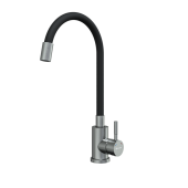 Knotlor Streamline Смеситель для кухни с гибким изливом, цвет: Черный/Сталь, арт. SS-02 от интернет-магазина Purezza 