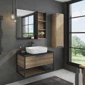 Comforty Кёльн-90-1 Тумба-умывальник с черной столешницей, с раковиной T-Y9378 90.5х52 00004149965CF Дуб темный от интернет-магазина Purezza 