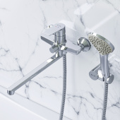 AM.PM Gem Смеситель для ванны и душа с длинным изливом c душевым набором F90A95000 от интернет-магазина Purezza 