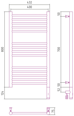 Сунержа Богема 3.0 прямая Электрический полотенцесушитель 800х400 Белый от интернет-магазина Purezza 