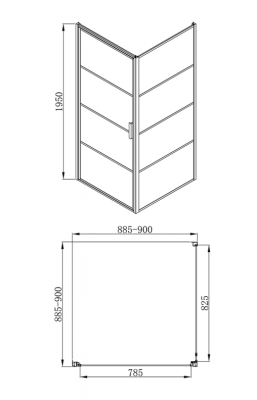 Bravat Black Line Душевой уголок с чёрным профилем 90х90 от интернет-магазина Purezza 