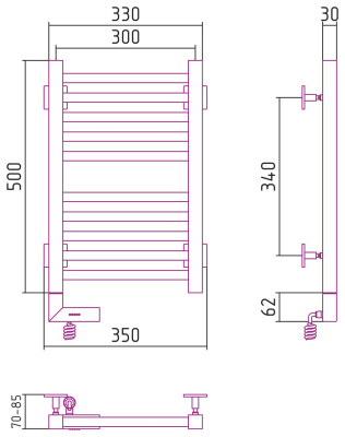 Сунержа Модус 2.0 Электрический полотенцесушитель 500х300 от интернет-магазина Purezza 