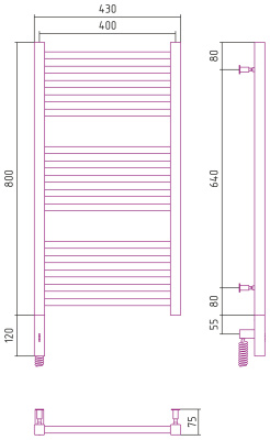 Сунержа Модус 3.0 Электрический полотенцесушитель 800х400 Белый от интернет-магазина Purezza 