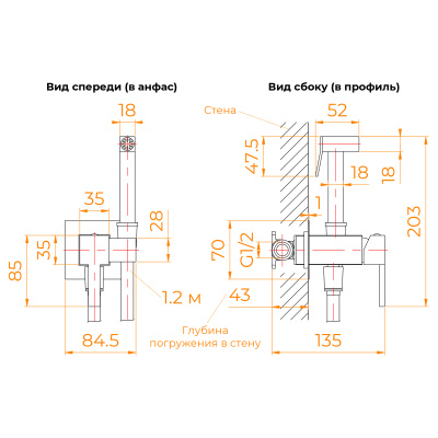 RGW SP-212 Гигиенический душ со смесителем скрытого монтажа, цвет Хром от интернет-магазина Purezza 