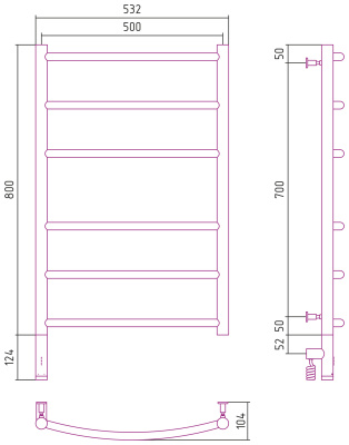 Сунержа Галант 3.0 Электрический полотенцесушитель 800х500 Состаренная латунь от интернет-магазина Purezza 