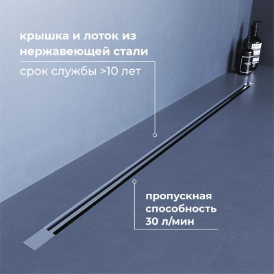 RGW SDR-50S Душевой трап обрезной, цвет сатин, длина 600/800/1000 мм от интернет-магазина Purezza 