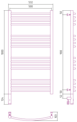Сунержа Богема 3.0 выгнутая Электрический полотенцесушитель 1000х500 Золото от интернет-магазина Purezza 
