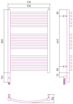Сунержа Аркус 3.0 Электрический полотенцесушитель 800х500 Матовый белый от интернет-магазина Purezza 