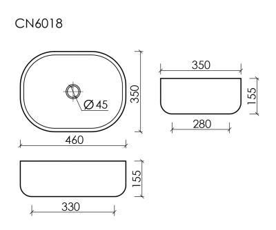 Ceramicanova Element Умывальник чаша накладная овальная 46х35 CN6018 Белый от интернет-магазина Purezza 