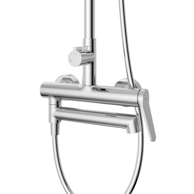 Belbagno UNIQUE Душевая стойка со смесителем и изливом, верхним и ручным душем UNIQUE-VSCM-CRM от интернет-магазина Purezza 