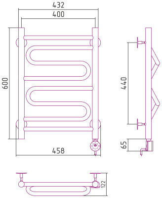 Стилье Формат 22 Электрический полотенцесушитель 600х400 от интернет-магазина Purezza 