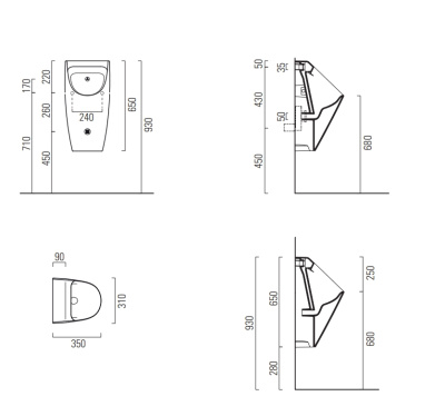 GSI COMMUNITY Писсуар подвесной безободковый 909717 Серый матовый от интернет-магазина Purezza 