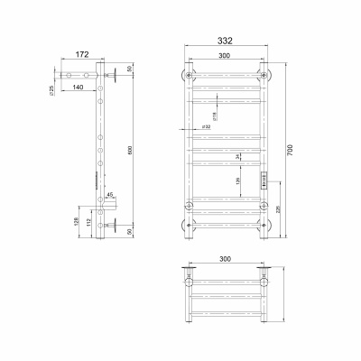 INDIGO Line Trinity с полкой Полотенцесушитель электрический 700х300 LСLTE70-30PRt Полированный от интернет-магазина Purezza 