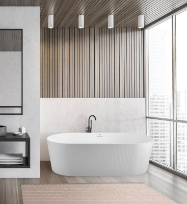 Belbagno Овальная акриловая ванна в комплекте со сливом-переливом 170x79x59 BB411-1700-800-MATT Белый матовый от интернет-магазина Purezza 