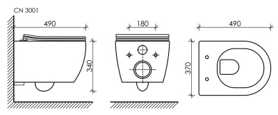 Ceramicanova Play Rimless Подвесной унитаз CN3001MB Черный матовый от интернет-магазина Purezza 