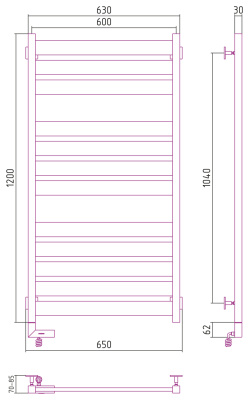 Сунержа Центурион 2.0 Электрический полотенцесушитель 1200x600 Матовый черный от интернет-магазина Purezza 