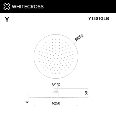 Whitecross Верхний душ 250х250 мм Y1301GLB Брашированное золото от интернет-магазина Purezza 