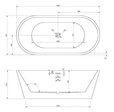 ABBER Акриловая ванна 160x80 AB9203-1.6 от интернет-магазина Purezza 
