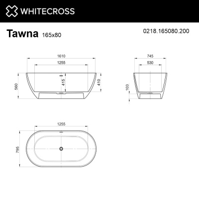 Whitecross Tawna Ванна отдельностоящая 165.5х79.5х56 0218.165080.200 Белый матовый от интернет-магазина Purezza 