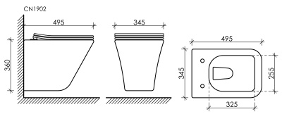 Ceramicanova Mono Rimless Подвесной унитаз CN1902 Белый от интернет-магазина Purezza 