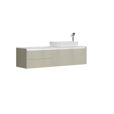 Creavit Flat Тумба с раковиной подвесная, с гранитной столешницей 160х47 FA0160.01.PL+FA160.00+LP060 Бежевый от интернет-магазина Purezza 