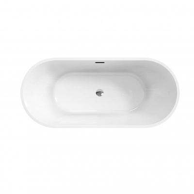 Belbagno UNO Овальная акриловая ванна в комплекте со сливом-переливом 150x73x58 BB701-1500-730-K от интернет-магазина Purezza 