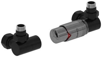 Сунержа Автоматический терморегулятор 3D G 1/2" НР х G 3/4" НГ (набор) Матовый черный/Черный хром от интернет-магазина Purezza 