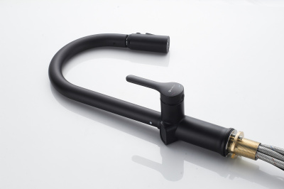 Knotlor Inspiration Смеситель для кухни с индикатором температуры KN-100/BL Матовый черный от интернет-магазина Purezza 
