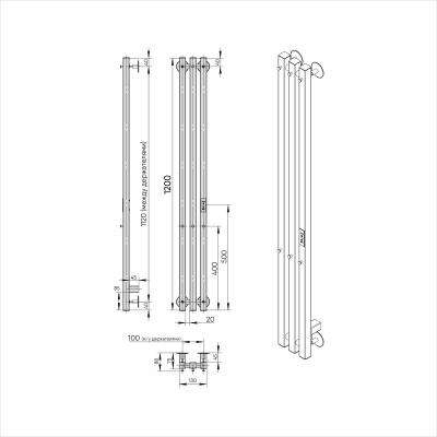 INDIGO Style 4 PRO Полотенцесушитель электрический 1200х180 LSPRE120-18Rt Полированный от интернет-магазина Purezza 