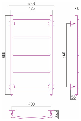 Стилье Формат 40 Электрический полотенцесушитель 800х400 (5) Г16 от интернет-магазина Purezza 