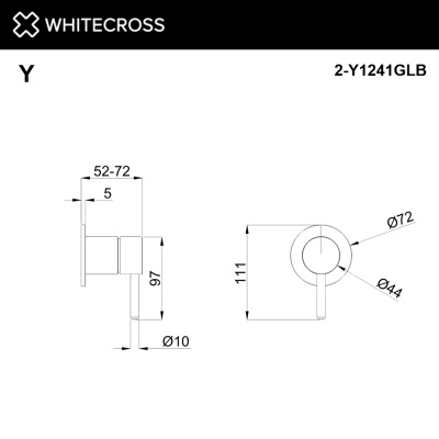 Whitecross Внешняя часть смесителя на 1 потребитель 2-Y1241GLB Брашированное золото от интернет-магазина Purezza 