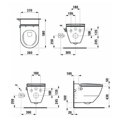 Laufen Cleanet Navia Унитаз-биде подвесной 580х370х380 мм, безободковый, со съемным сиденьем микролифт, c покрытием LCC, 8.2060.1.400.000.1 от интернет-магазина Purezza 