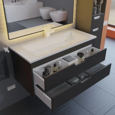 Uperwood Modul Тумба под раковину для ванной (100 см, подвесная) 2930205155 Черный от интернет-магазина Purezza 