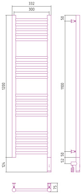 Сунержа Богема 3.0 прямая Электрический полотенцесушитель 1200х300 Темный титан муар от интернет-магазина Purezza 