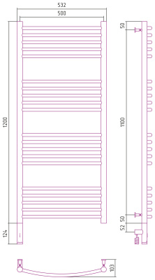 Сунержа Богема 3.0 выгнутая Электрический полотенцесушитель 1200х500 Состаренная бронза от интернет-магазина Purezza 