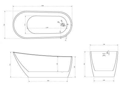 ABBER AB9353-1.3 Акриловая ванна отдельностоящая 130х70 от интернет-магазина Purezza 
