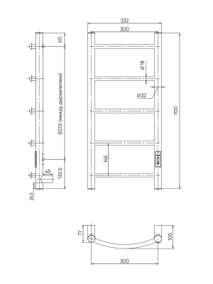 INDIGO Arc Lux Полотенцесушитель электрический 700х300 LCALE70-30BRRt Черный муар от интернет-магазина Purezza 