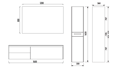 Creavit Flat Тумба с раковиной подвесная, с гранитной столешницей 160х47 FA0160.01.PL+FA160.00+LP060 Бежевый от интернет-магазина Purezza 