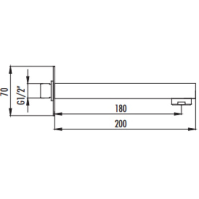Creavit Излив для ванны квадратный прямой A04 от интернет-магазина Purezza 
