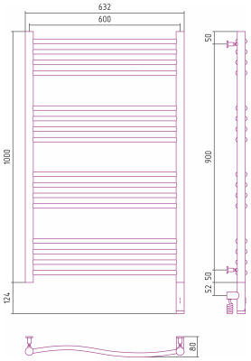 Сунержа Флюид 3.0 Электрический полотенцесушитель 1000х600 Белый от интернет-магазина Purezza 