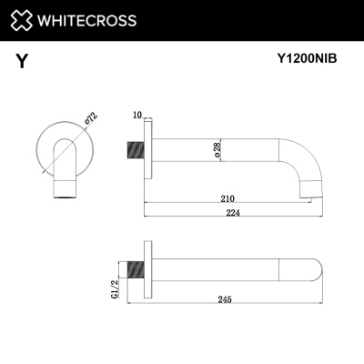 Whitecross Излив для ванны настенный Y1200NIB Брашированный никель от интернет-магазина Purezza 