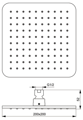 Ideal Standard IDEALRAIN CUBE M1 Верхний душ 200x200 мм B0024XG Черный матовый от интернет-магазина Purezza 