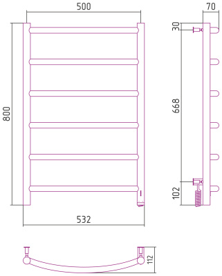Сунержа Галант 4.0 Электрический полотенцесушитель 800х500 от интернет-магазина Purezza 