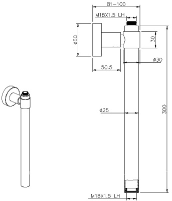 Allen Brau Priroity/Fantasy Удлинитель для душевой штанги 00326067 Брашированный никель от интернет-магазина Purezza 