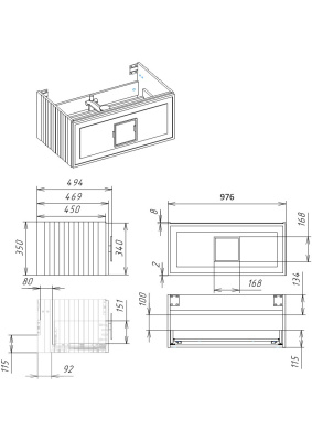 La Fenice Cubo Тумба под раковину 97.6х46.9 FNC-01-CUB-G-100 Серо-зеленый матовый от интернет-магазина Purezza 
