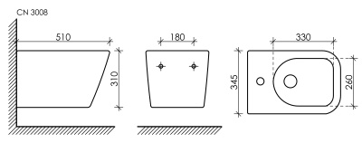 Ceramicanova Metric Подвесное биде CN3008 Белый от интернет-магазина Purezza 