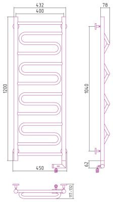 Сунержа Элегия 2.0 Электрический полотенцесушитель 1200х400 Белый от интернет-магазина Purezza 