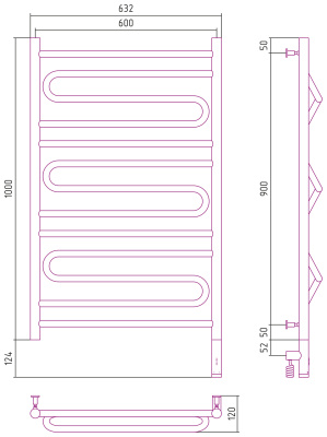 Сунержа Элегия 3.0 Электрический полотенцесушитель 1000х600 от интернет-магазина Purezza 