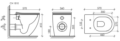 Ceramicanova Mia Rimless Напольный приставной унитаз CN1810 Белый от интернет-магазина Purezza 